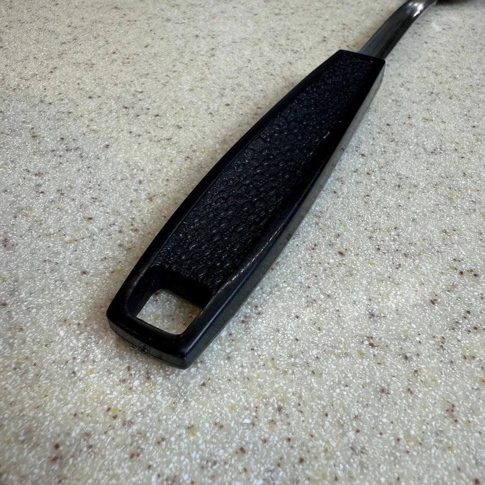 Vintage EKCO Slotted Spoon Chromium Plated‎ Black Handle USA Kitchen Utensil